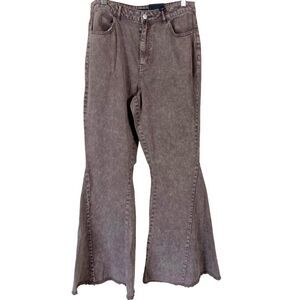 VERSONA Modern Flare Brown Wash Boho Western Jeans